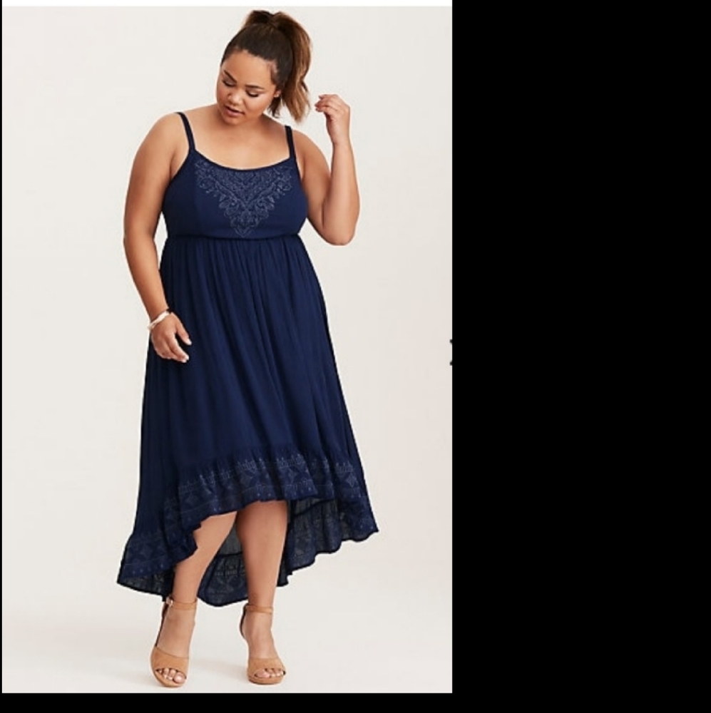 Blue gauze boho high low dress